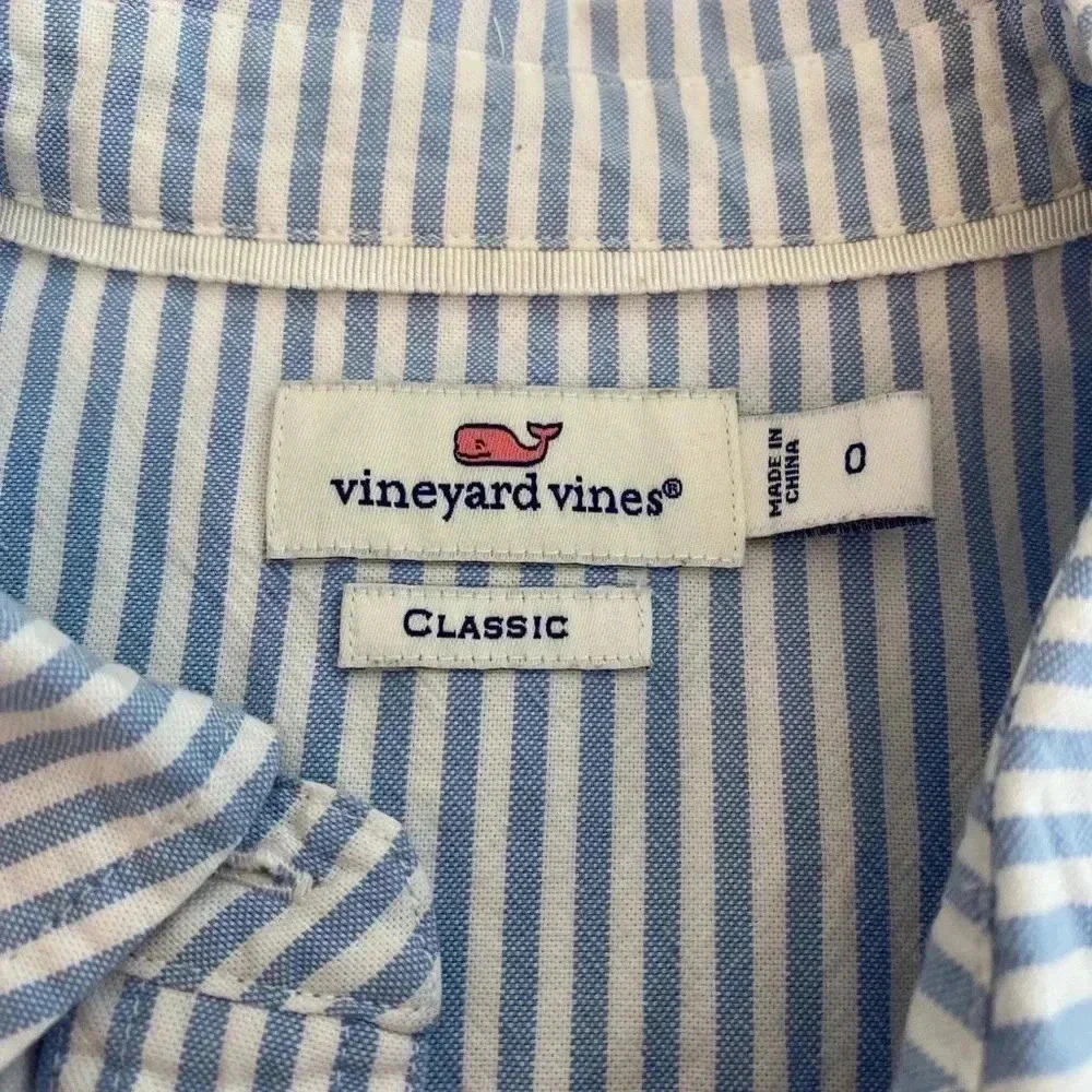 Vineyard Vines Stripe Button Down Shirt Women’s 0 Blue And White